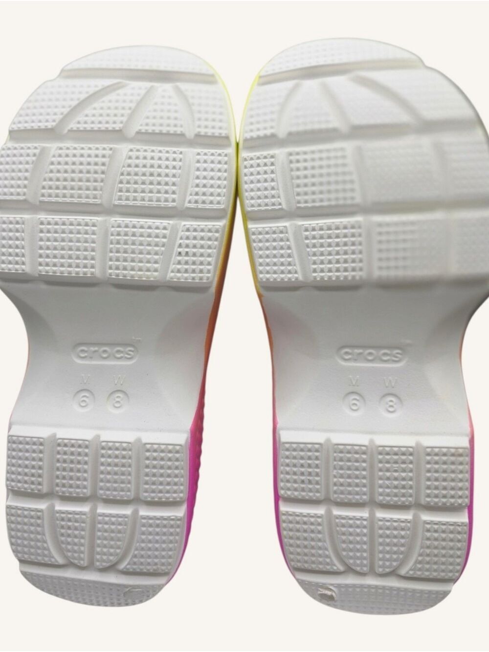 Crocs x Care Bears Stomp Slides W8 Rainbow Platform Jibbitz NWT - Picture 10 of 10